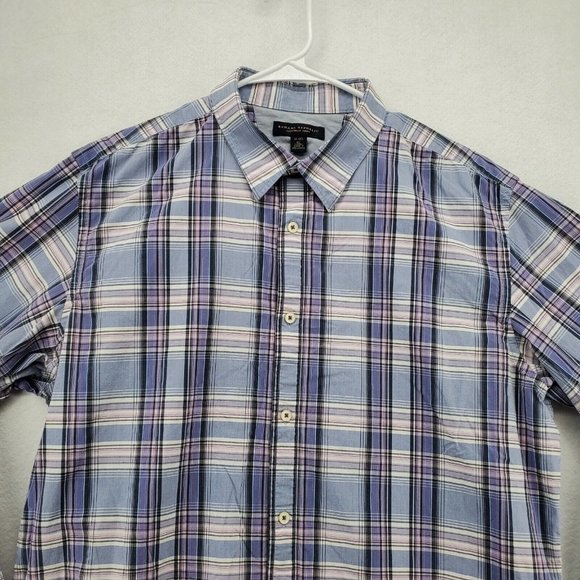 Banana Republic Shirt Men's Long Sleeve Button Up Plaid Oxford Purple XL - Picture 6 of 12